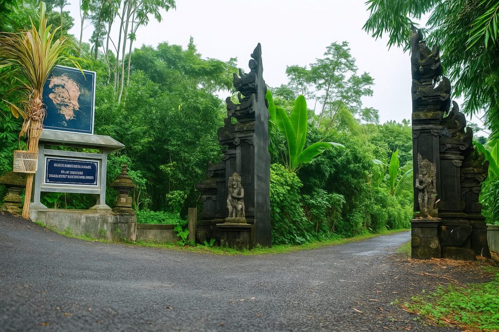 "Gerbang masuk menuju Pura Luhur Sri Rambut Sedana di Desa Jatiluwih, Penebel, Tabanan. Pura ini dipercaya sebagai stana Ida Bhatara Rambut Sedana, Dewa Kesejahteraan, sekaligus salah satu pura tertua di Bali. (Foto: Istimewa)"