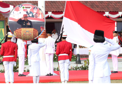 Proklamasi HUT ke-80 RI di Lapangan Alit Saputra, Tabanan, Minggu (17/8/2025). Upacara berlangsung khidmat dengan pengibaran Bendera Merah Putih oleh Paskibraka Kabupaten Tabanan. (Foto: Istimewa)”