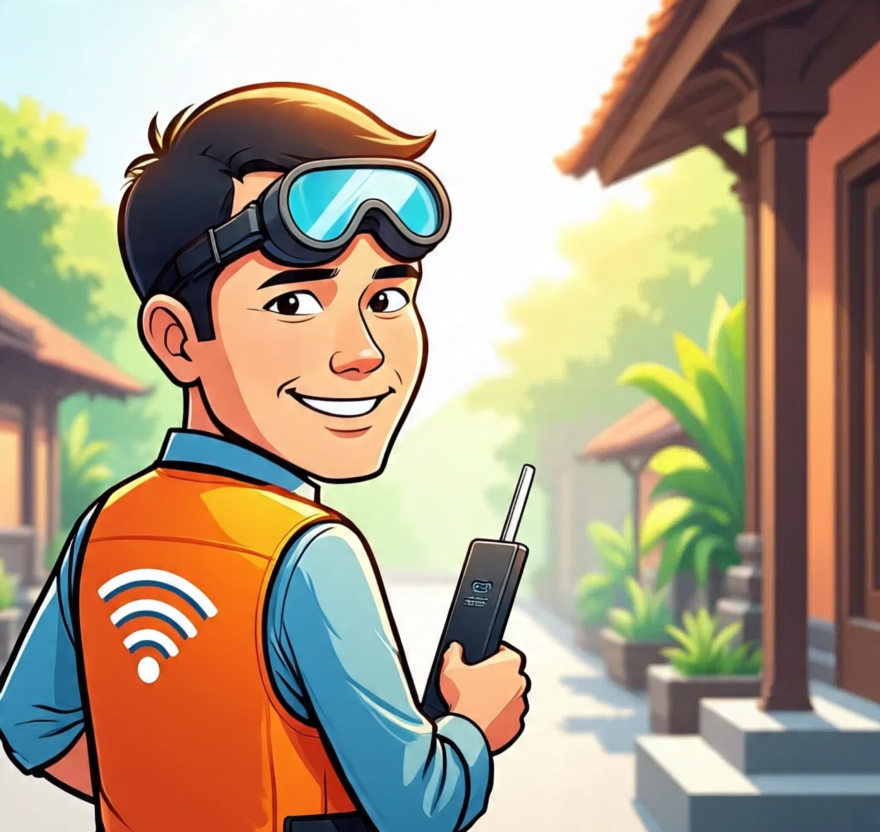 Petugas teknis sedang memastikan jaringan Wifi Gratis berjalan optimal di Tabanan, sebagai bagian dari program pemerataan akses digital Pemkab Tabanan. (Foto: Ilustrasi)