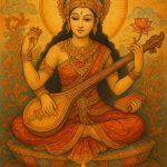 Ilustrasi Dewi Saraswati, simbol ilmu pengetahuan suci yang dipuja umat Hindu pada perayaan Rahina Saraswati. (Foto: Istimewa